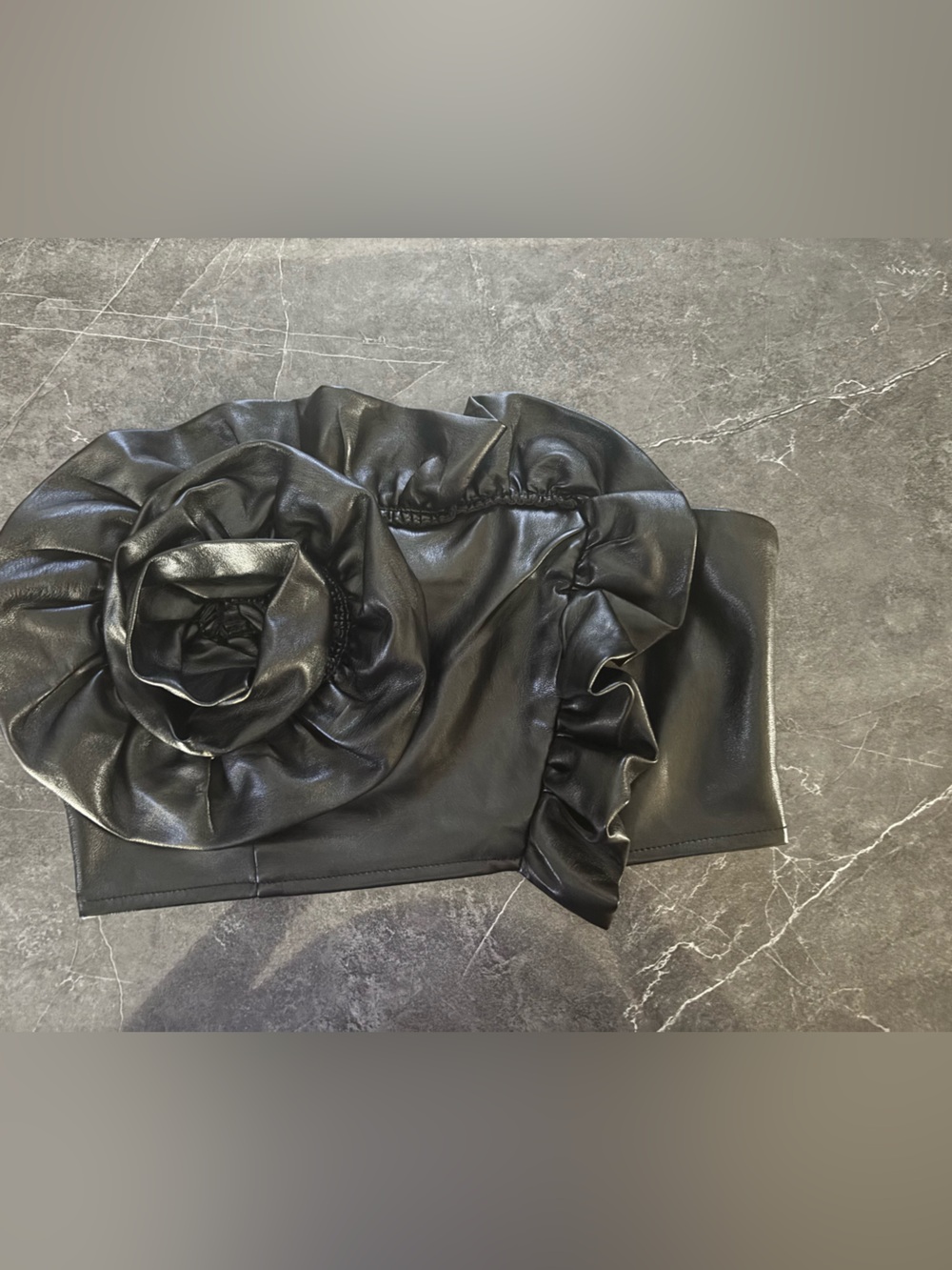 Forever 21 Black Faux Leather Ruffle Crop Jacket